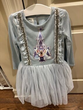Disney Sparkle Light Blue Frozen Castle Dress Costume